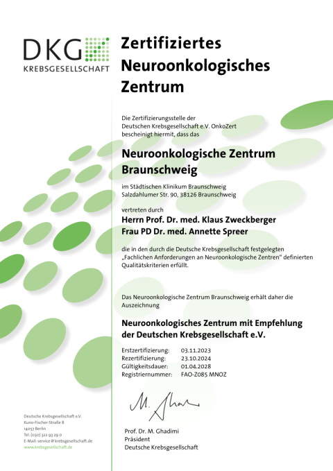 Zertifiziertes Neuroonkologisches Zentrum